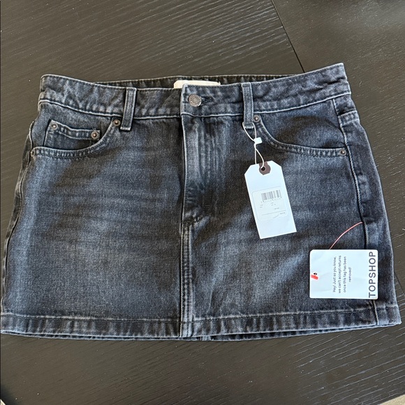 Topshop Charcoal Denim Skirt - Picture 1 of 2